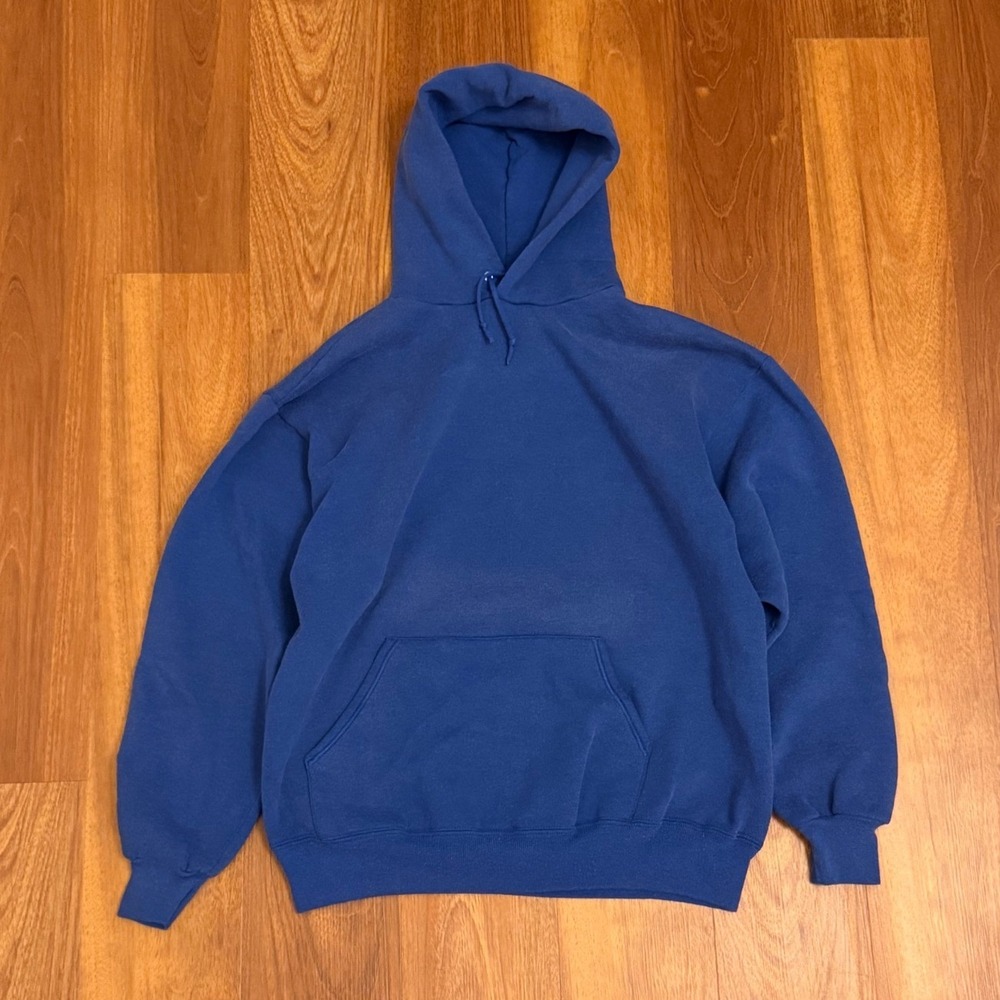 Vintage 1980s JERZEES Super Sweats Blue Hoodie Sweatshirt Men's Size Large